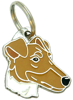 Fox terrier de pêlo liso branco marrom <br> (placa de identificação para cães, Gravado incluído)